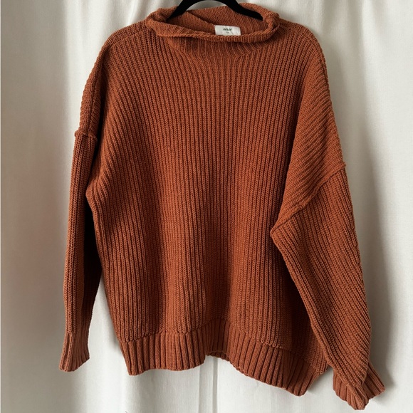 American Eagle Aerie Burnt Orange Red Mock Neck Sweater - Picture 1 of 2